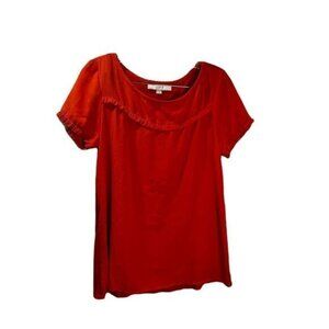 LOFT Ruffles‎ Front Short Sleeves Top Small NEW